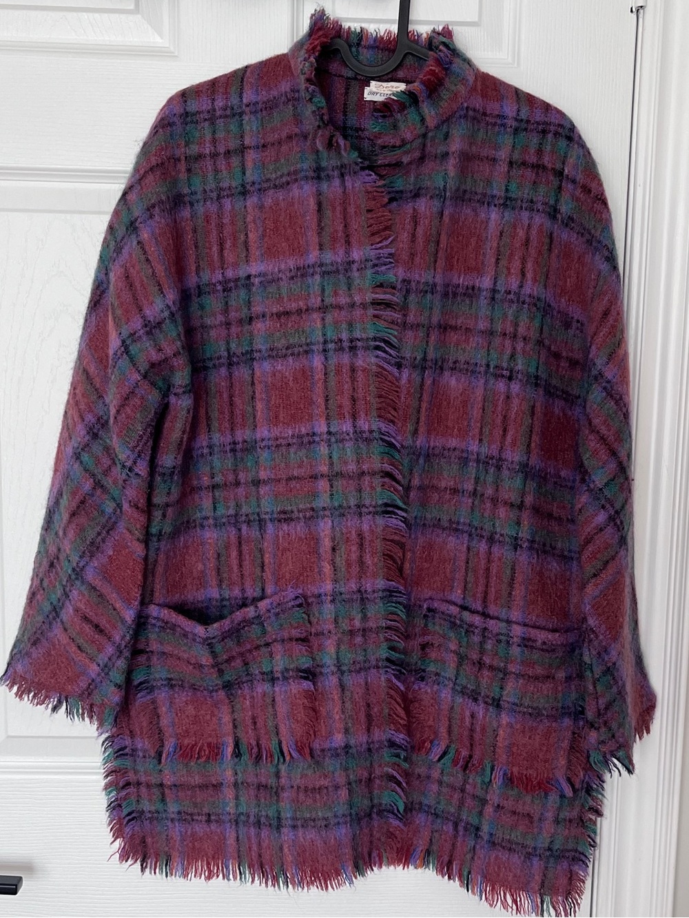 Vintage Plaid Fringe Wool-Blend Jacket